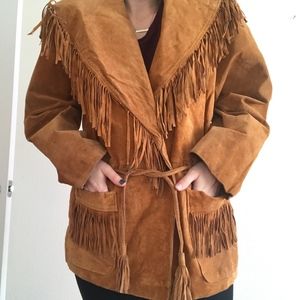 🌱 Vintage Genuine Leather Fringed Jacket